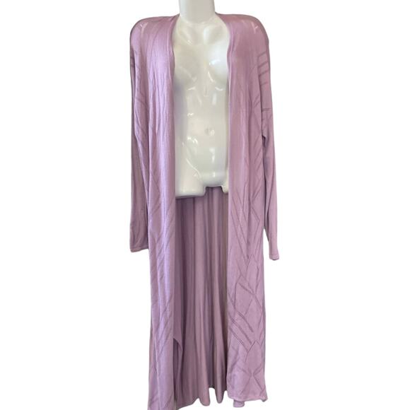 H by Halston Women's Lavender Long Length Stitch Detail Sweater Cardigan Size 2X - Picture 4 of 10